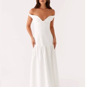 Peppermayo White Off-Shoulder Maxi Gown